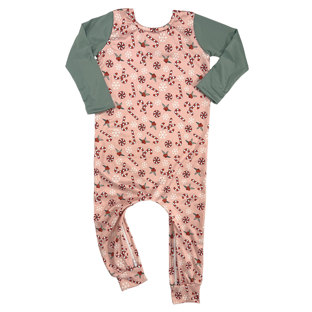 Candy Canes Zip Romper
