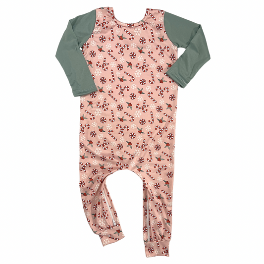 Candy Canes Zip Romper