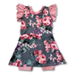 Grey Floral Skirted Shortease - Zipease