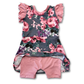 Grey Floral Skirted Shortease - Zipease