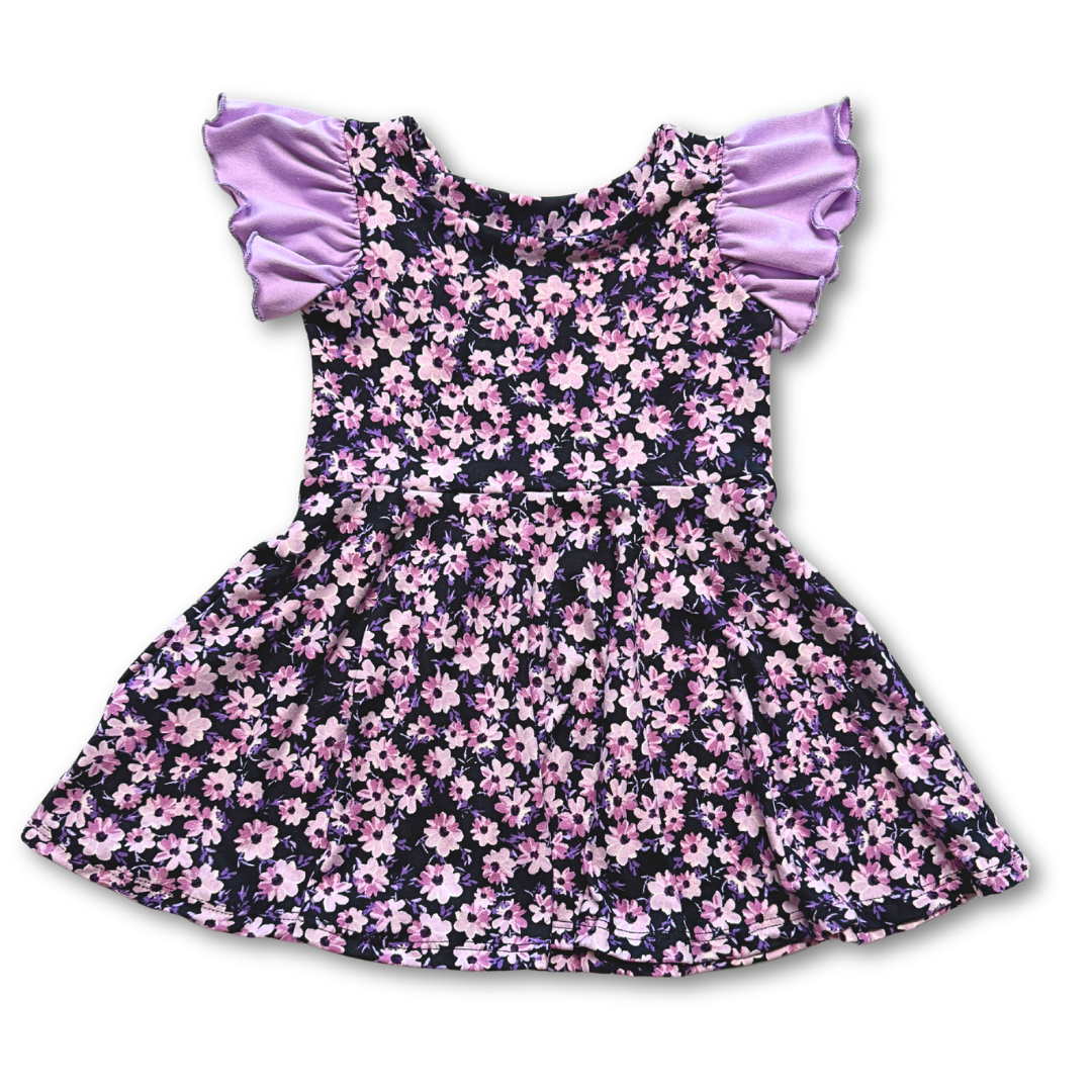 Lavender Floral Twirl Dress