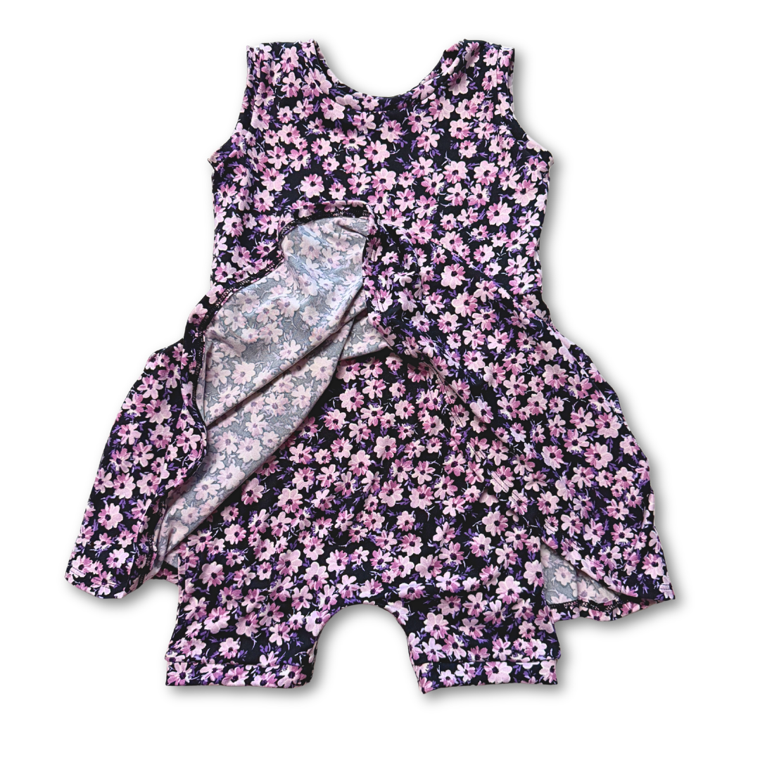 Lavender Floral Skirted Shortease