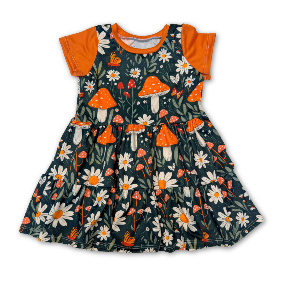 Mushroom Garden Ruffle Dress - Zipease