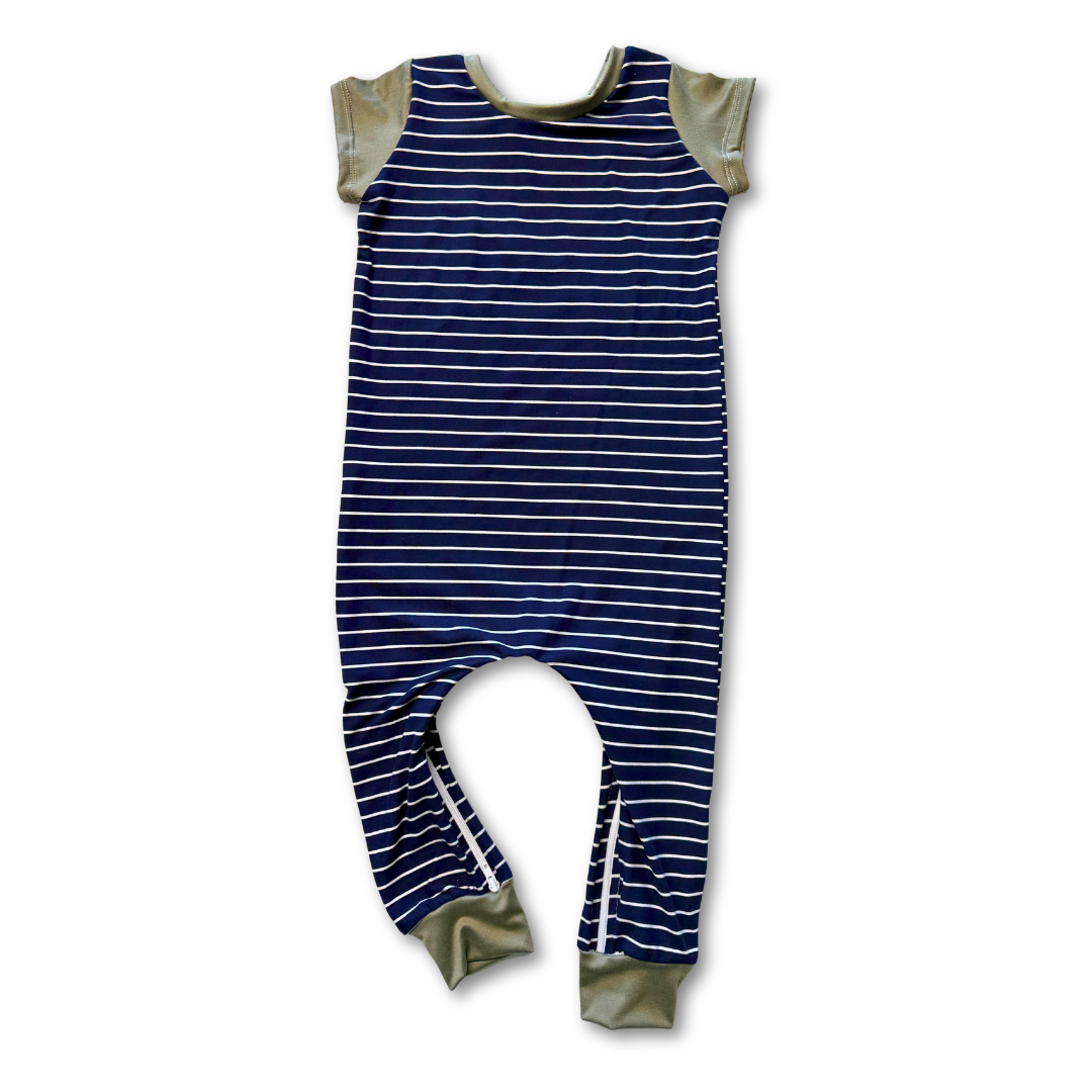 Navy Stripe G-Tube Zipease