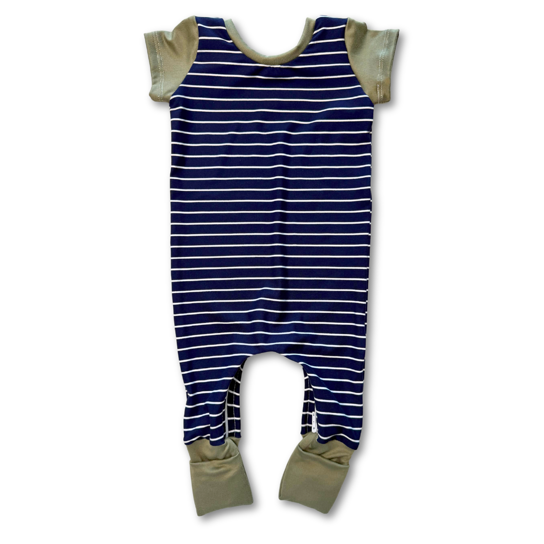 Navy Stripe G-Tube Zipease