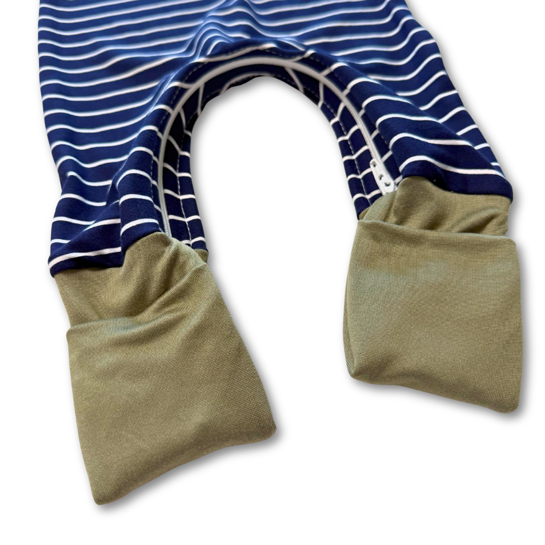 Navy Stripe G-Tube Zipease