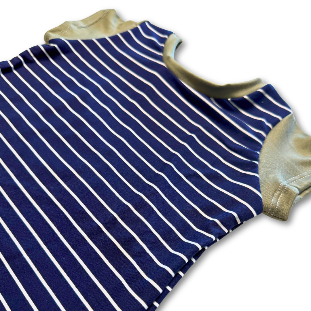 Navy Stripe G-Tube Zipease