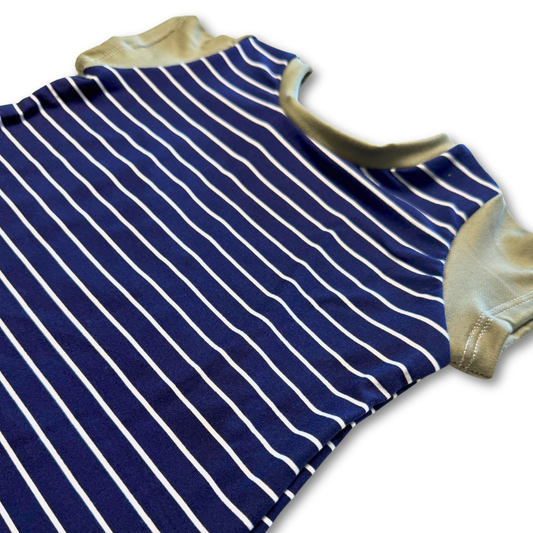 Navy Stripe G-Tube Zipease