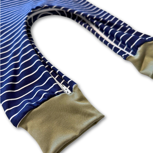 Navy Stripe G-Tube Zipease