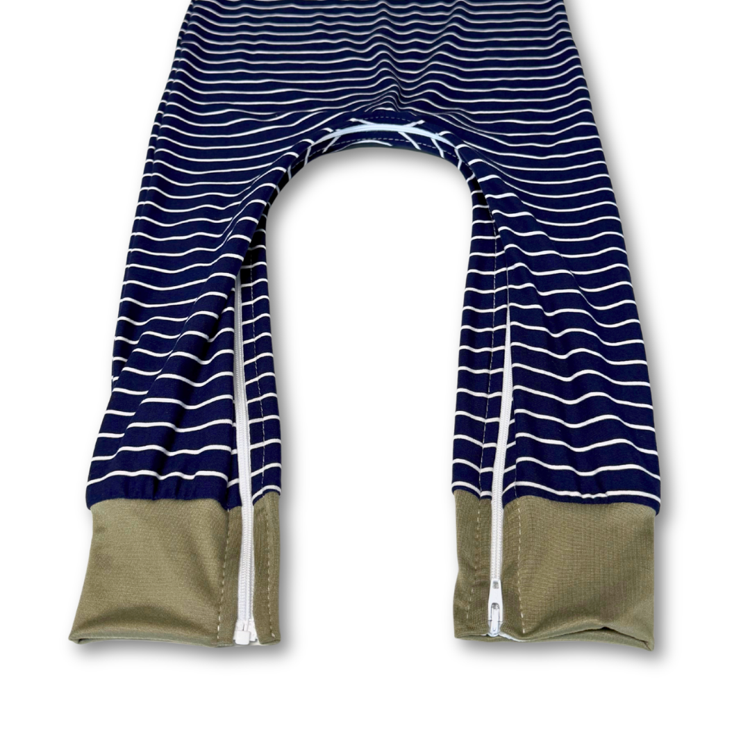 Navy Stripe G-Tube Zipease