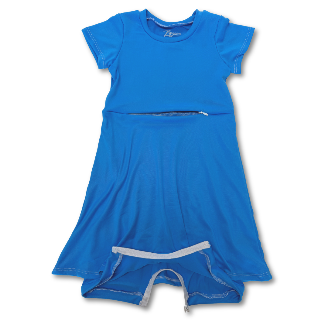 Sky Blue G-Tube Skirted Shortease - Zipease