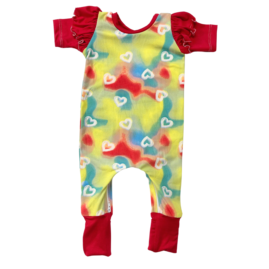 Tie Dye Love Zip Romper