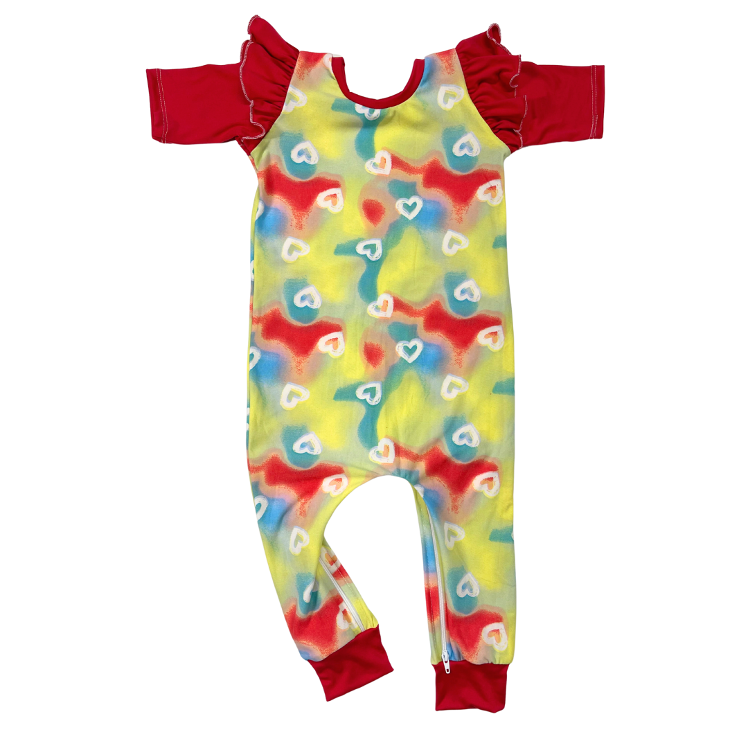 Tie Dye Love Zip Romper