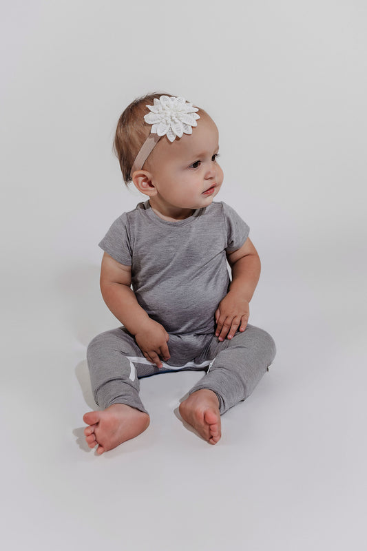 Grey Bamboo Lyocell Zip Romper - Zipease