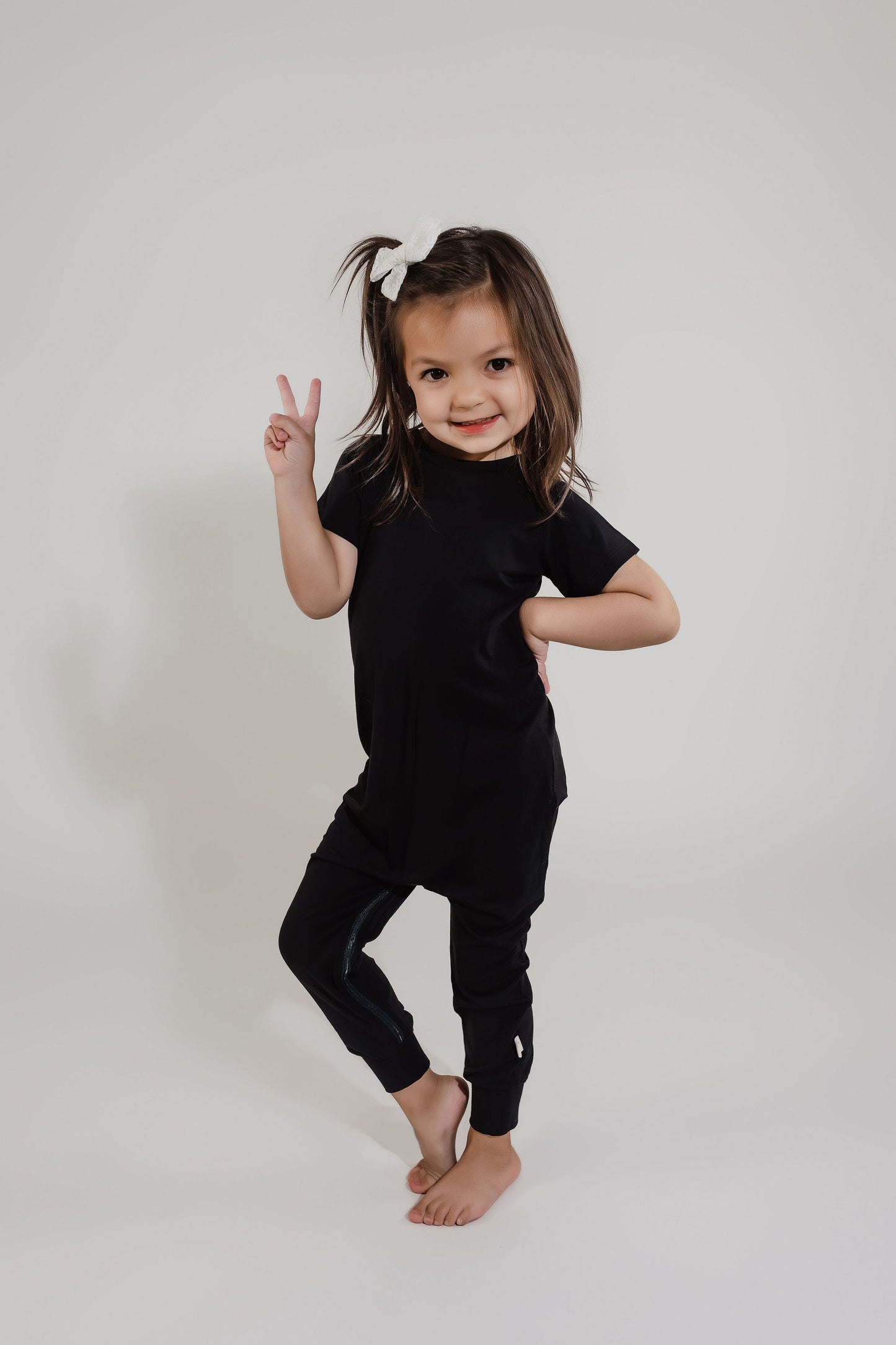 Black Bamboo Lyocell Zip Romper - Zipease