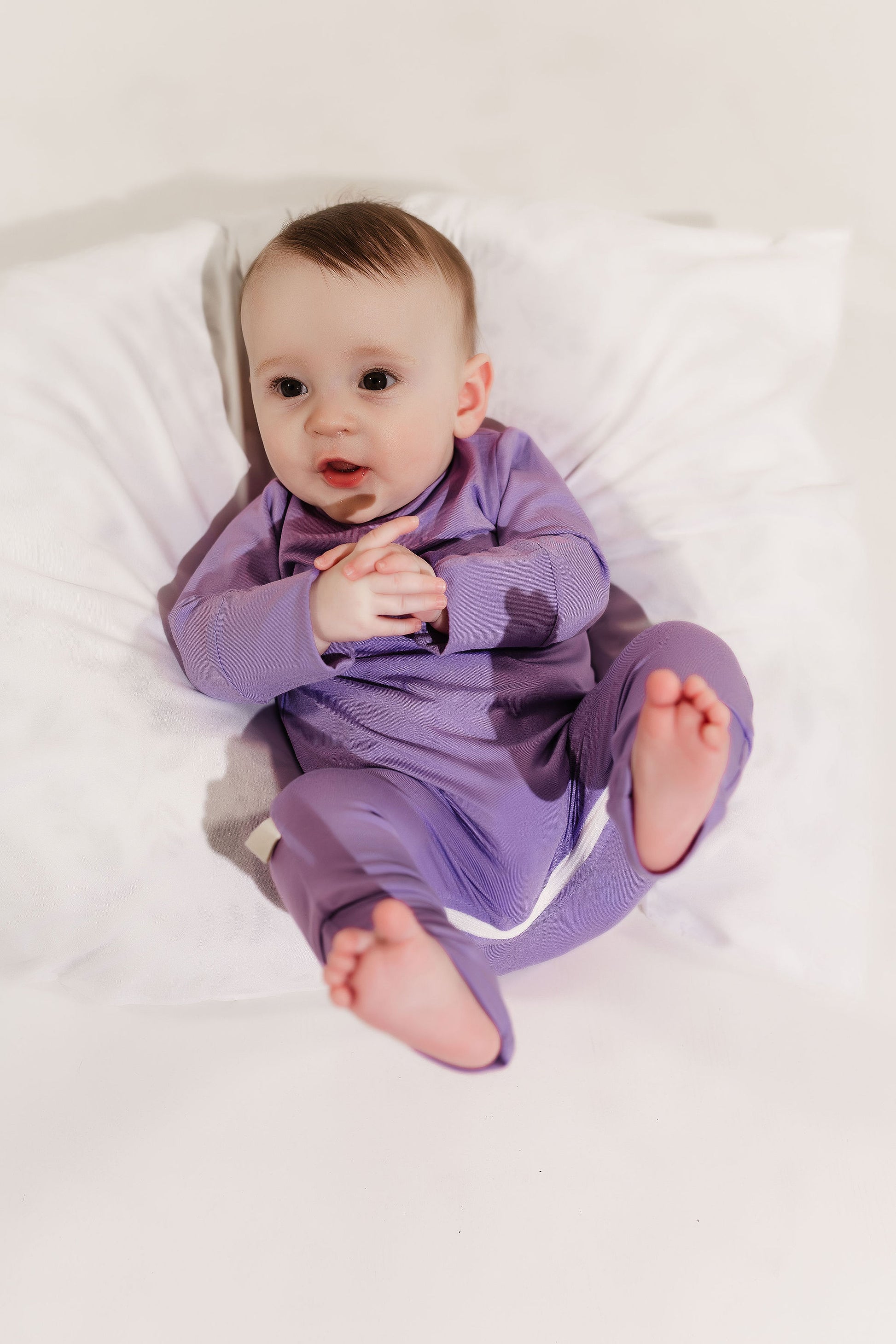 Lavender Bamboo Lyocell Zip Romper - Zipease