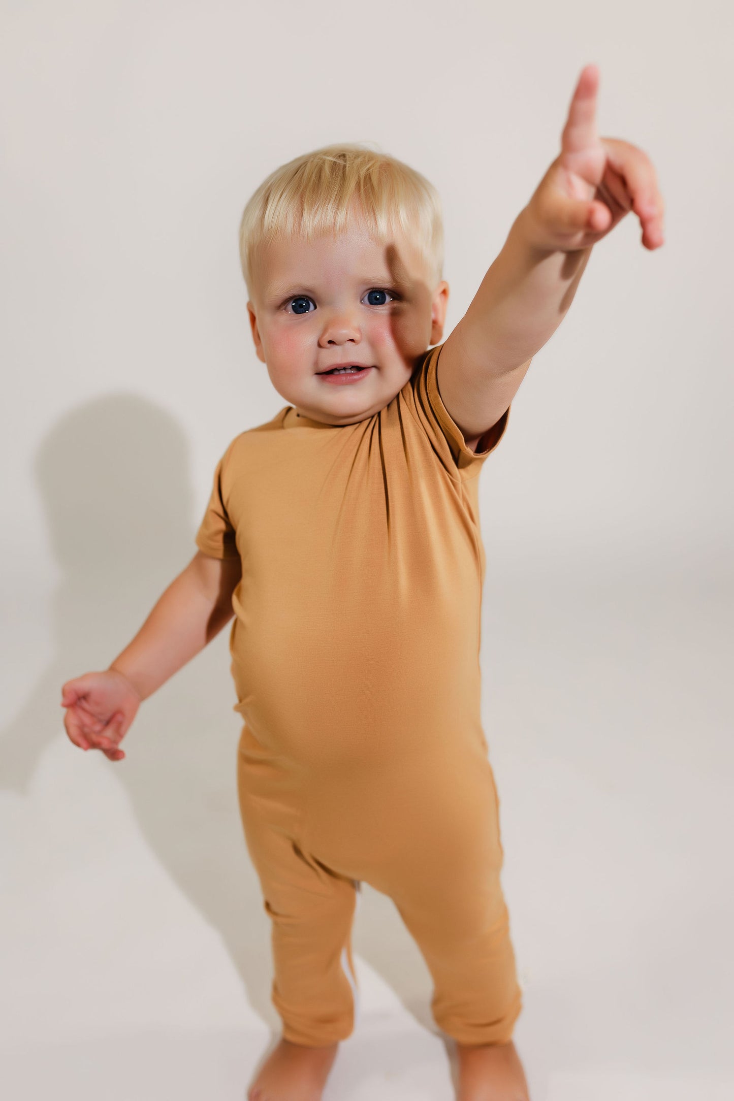 Camel Bamboo Lyocell Zip Romper - Zipease