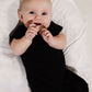 Black Bamboo Lyocell Zip Romper - Zipease