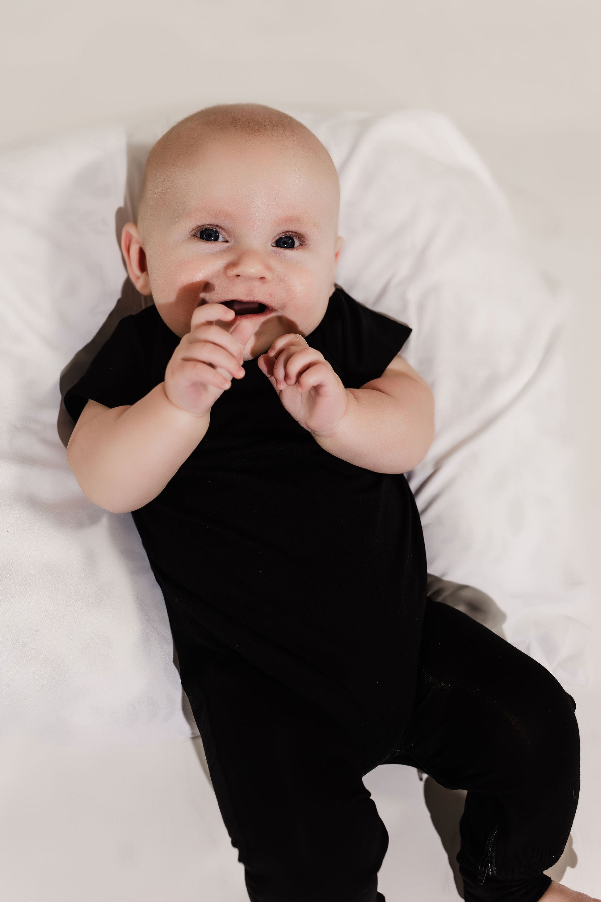 Black Bamboo Lyocell Zip Romper - Zipease