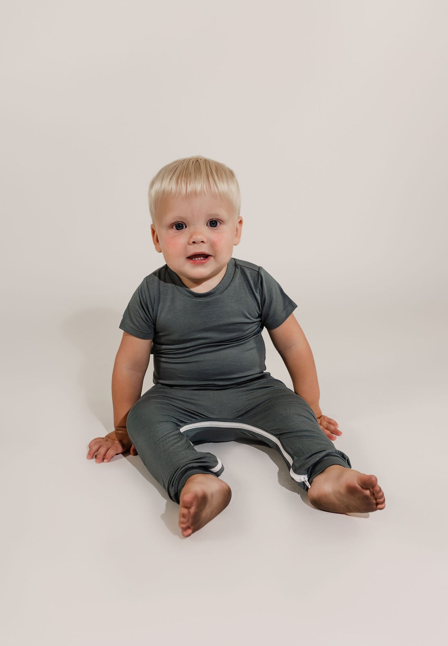 Deep Teal Bamboo Lyocell Zip Romper - Zipease