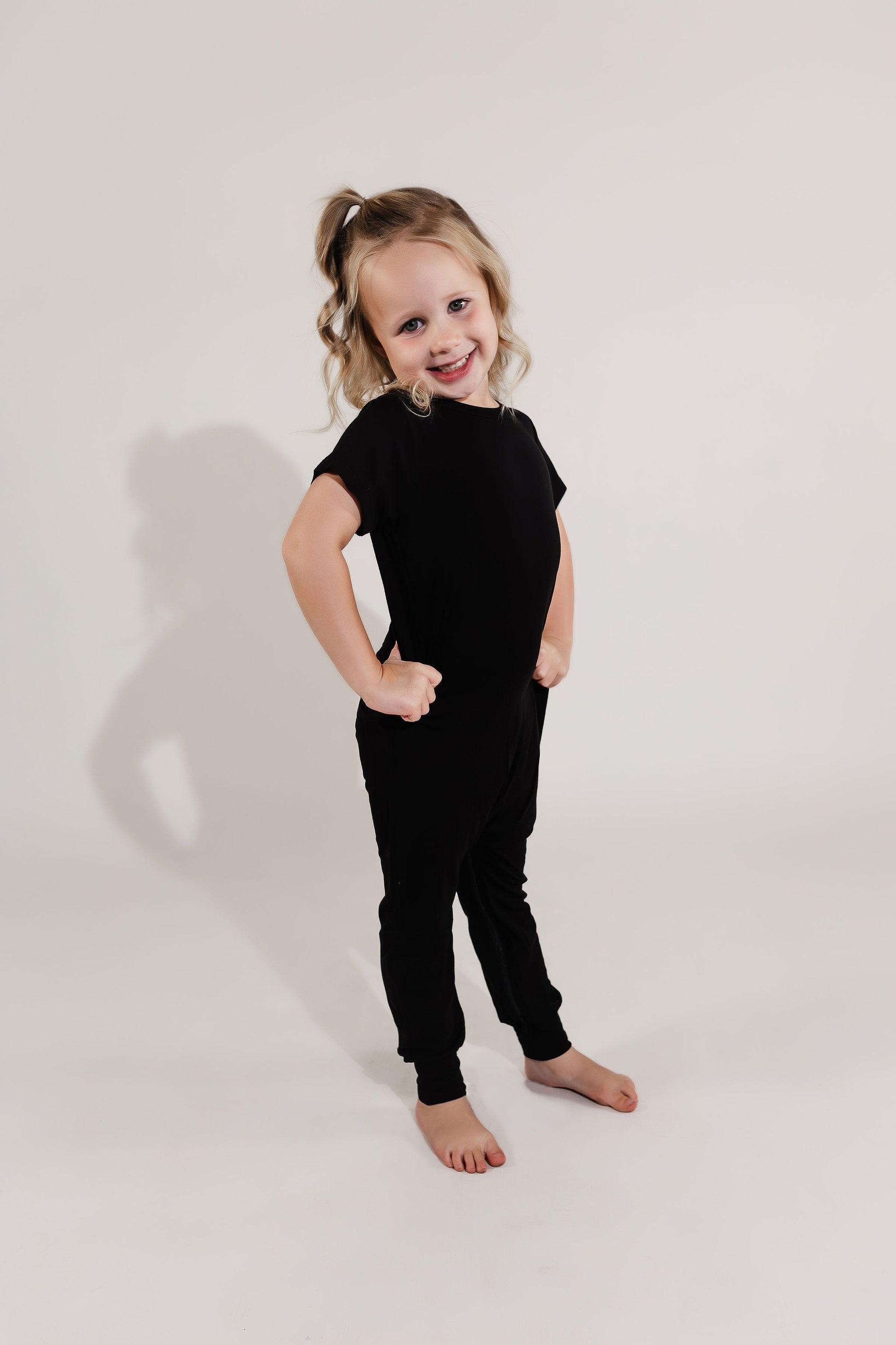 Black Bamboo Lyocell Zip Romper - Zipease