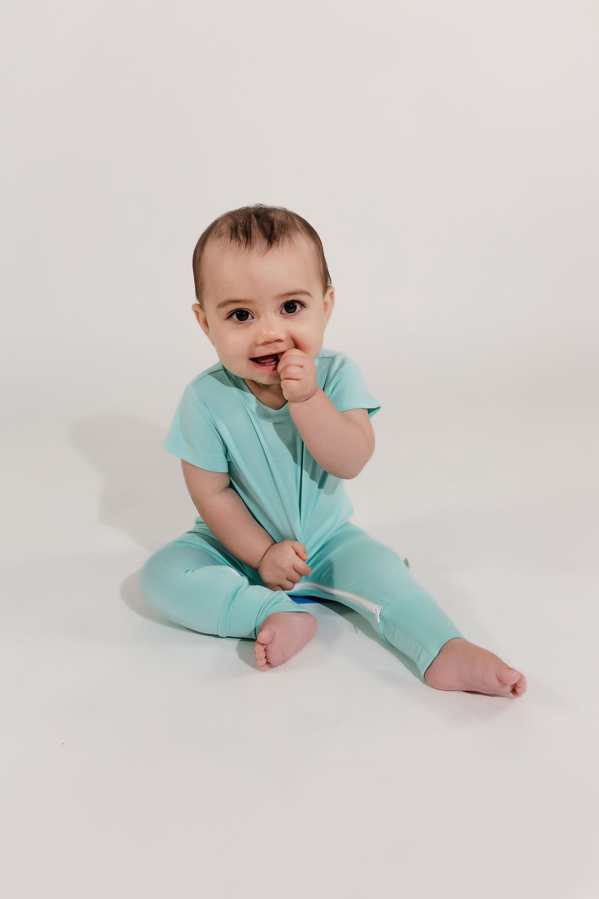 Mint Bamboo Lyocell Zip Romper - Zipease