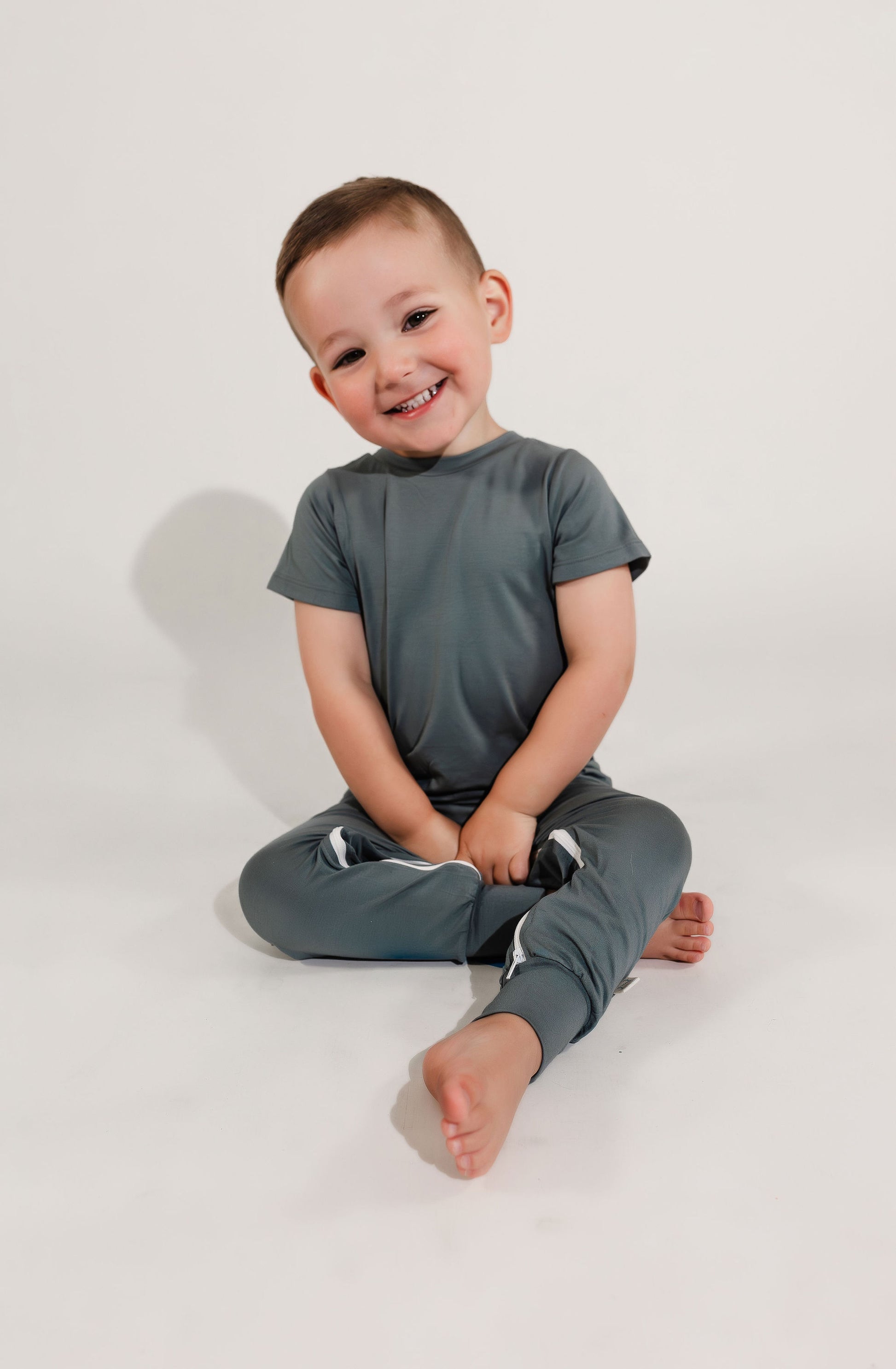 Deep Teal Bamboo Lyocell Zip Romper - Zipease