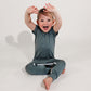 Deep Teal Bamboo Lyocell Zip Romper - Zipease