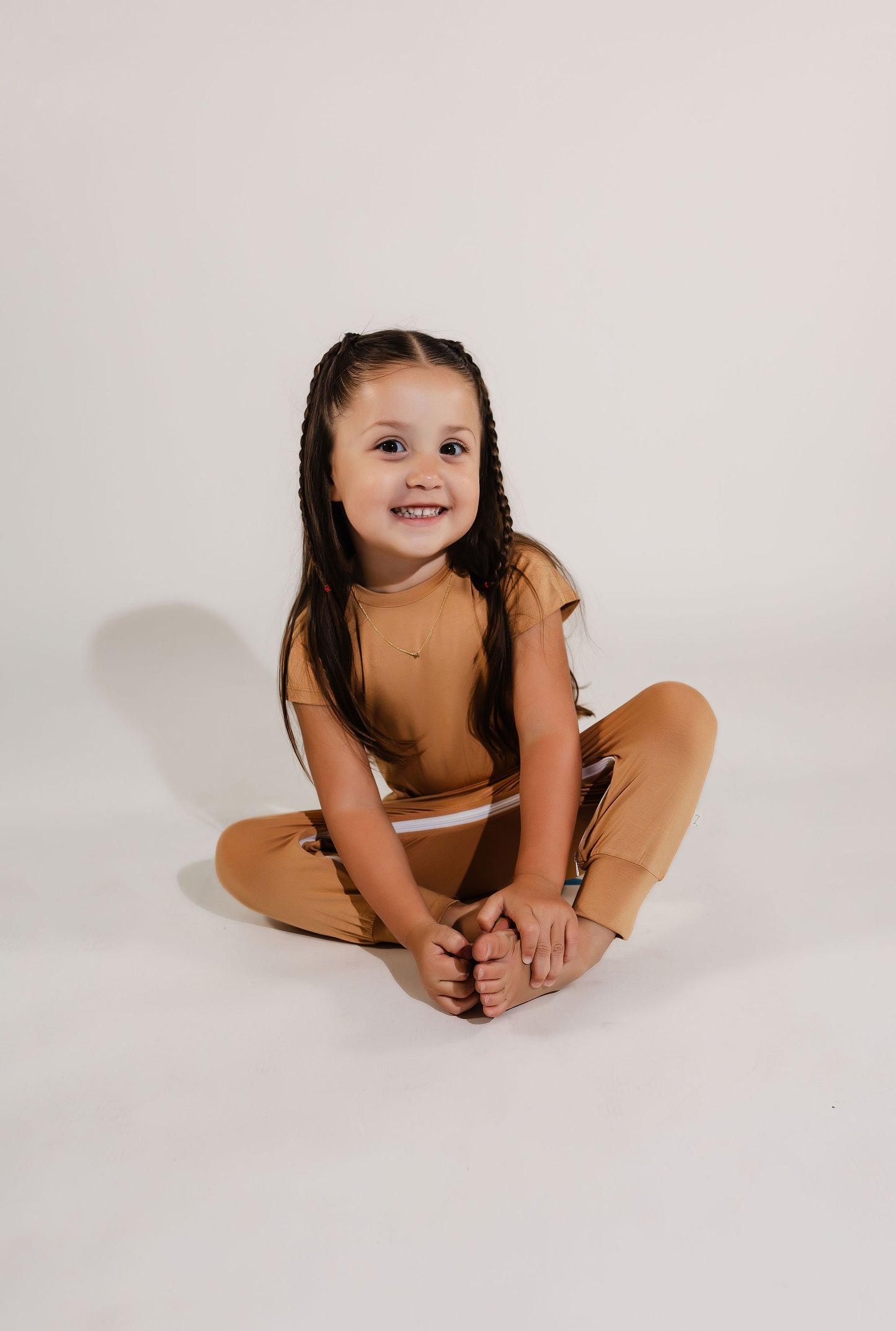 Camel Bamboo Lyocell Zip Romper - Zipease