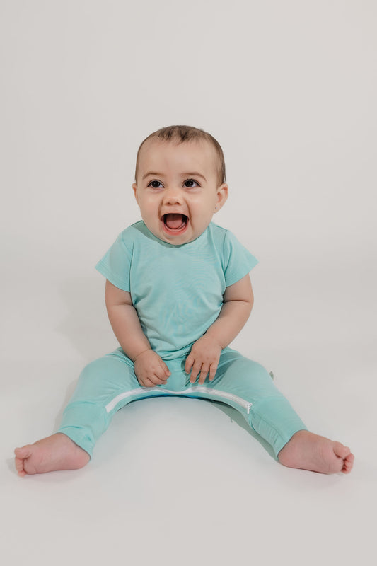 Mint Bamboo Lyocell Zip Romper - Zipease