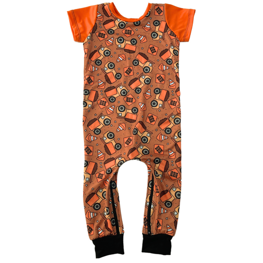 Dump Trucks Zip Romper