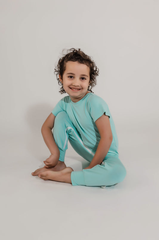 Mint Bamboo Lyocell Romper with G-Tube Access - Zipease
