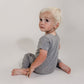 Grey Bamboo Lyocell Romper with G-Tube Access - Zipease