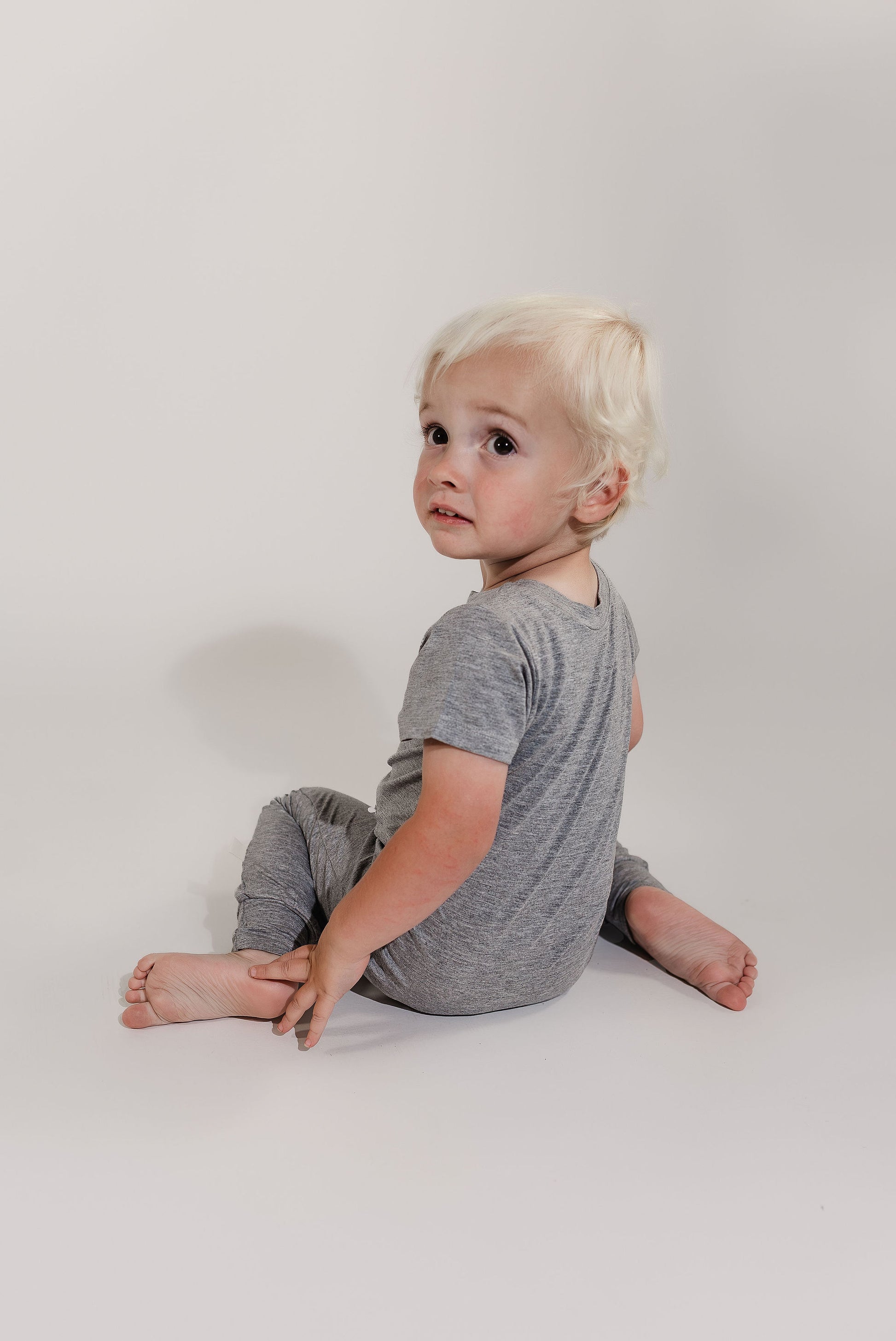 Grey Bamboo Lyocell Romper with G-Tube Access - Zipease