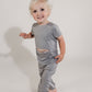Grey Bamboo Lyocell Romper with G-Tube Access - Zipease