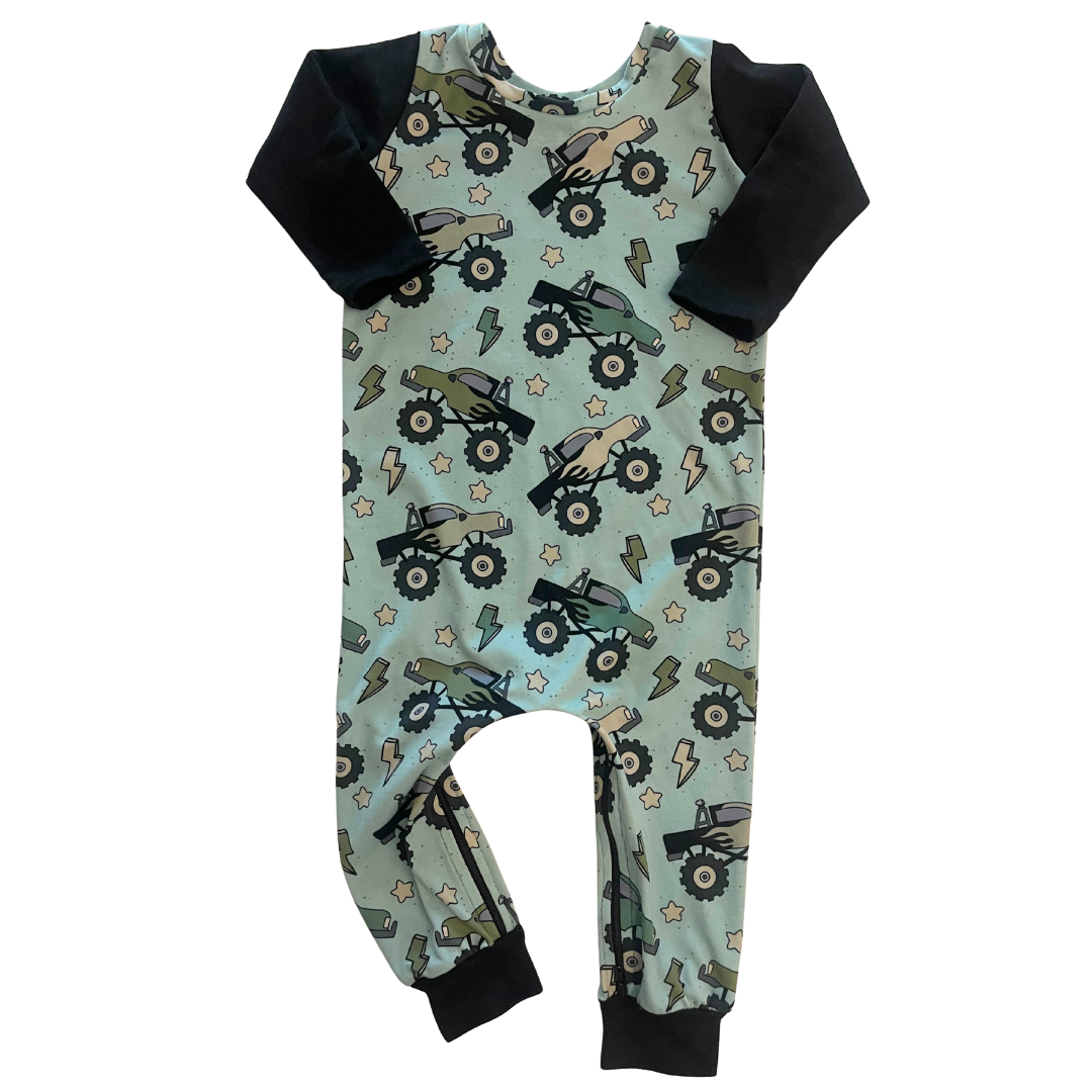 Monster Trucks Zip Romper