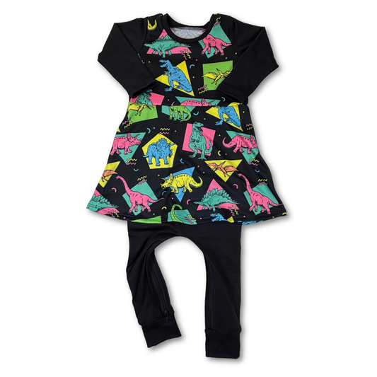Retro Dinos Skirted Zipease