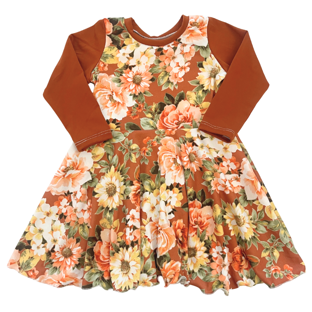 Rust Floral Twirl Dress