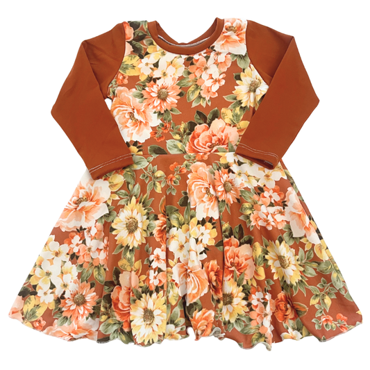 Rust Floral Twirl Dress