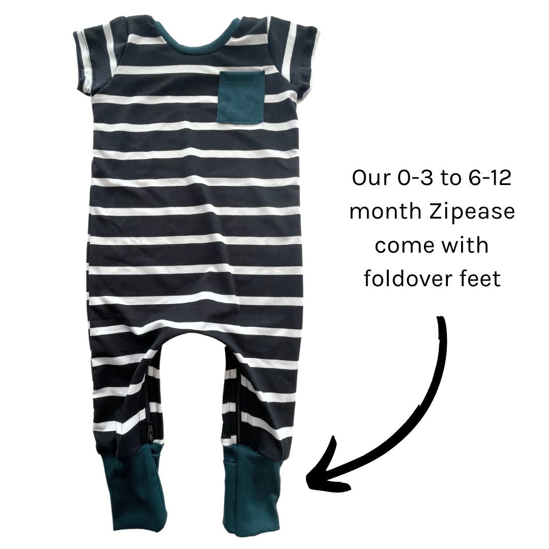 Black and white store striped baby romper