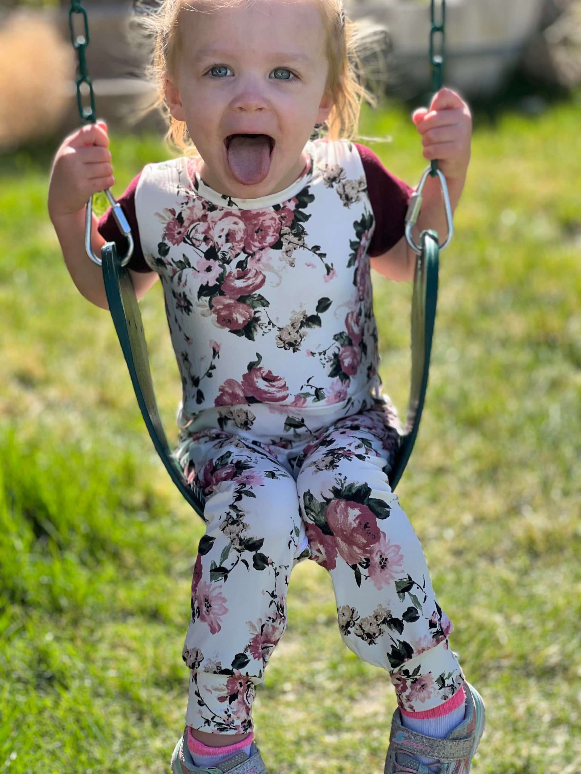 Floral Merlot Zip Romper with G-Tube Access - Zipease