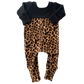 Color-blocked Cheetah Zip Romper - Zipease
