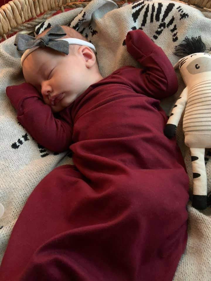 Maroon Sleeper Newborn Gown - Zipease
