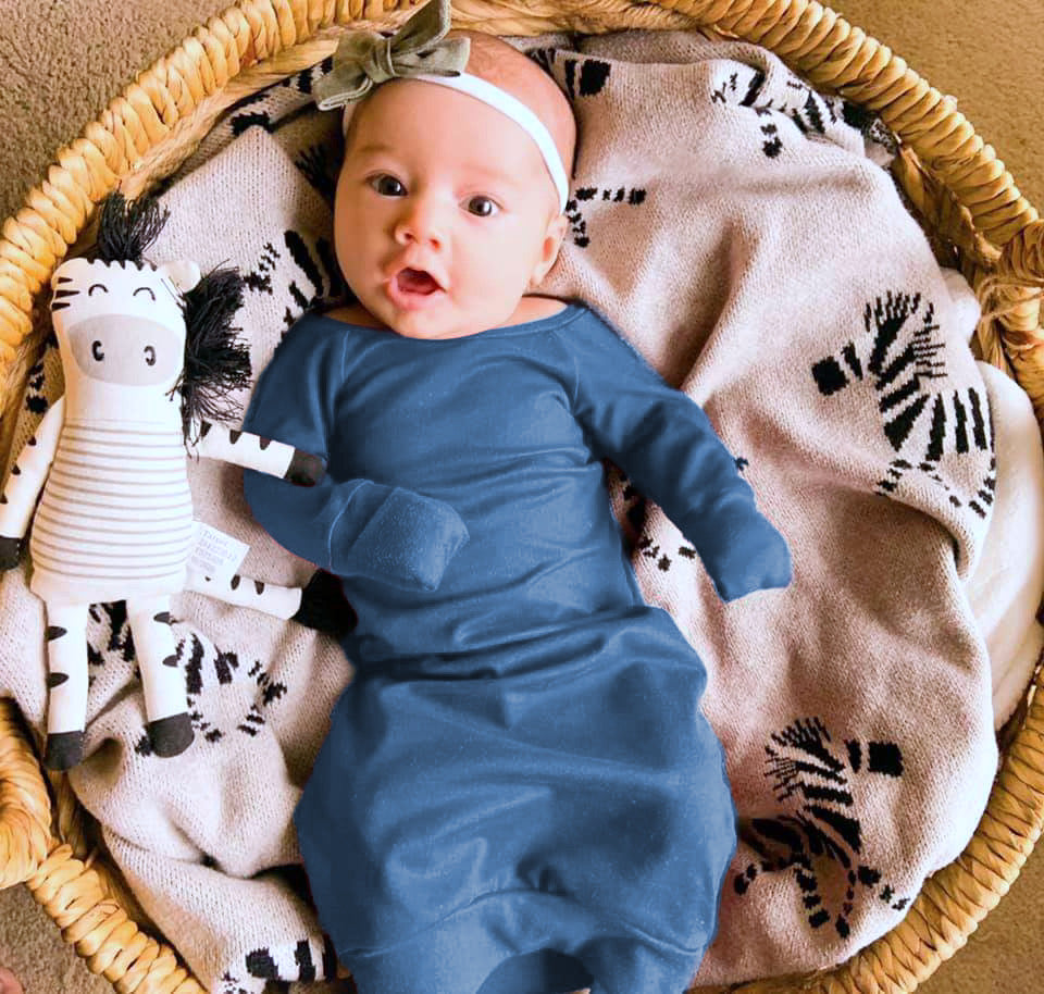 Ocean Blue Sleeper Newborn Gown - Zipease
