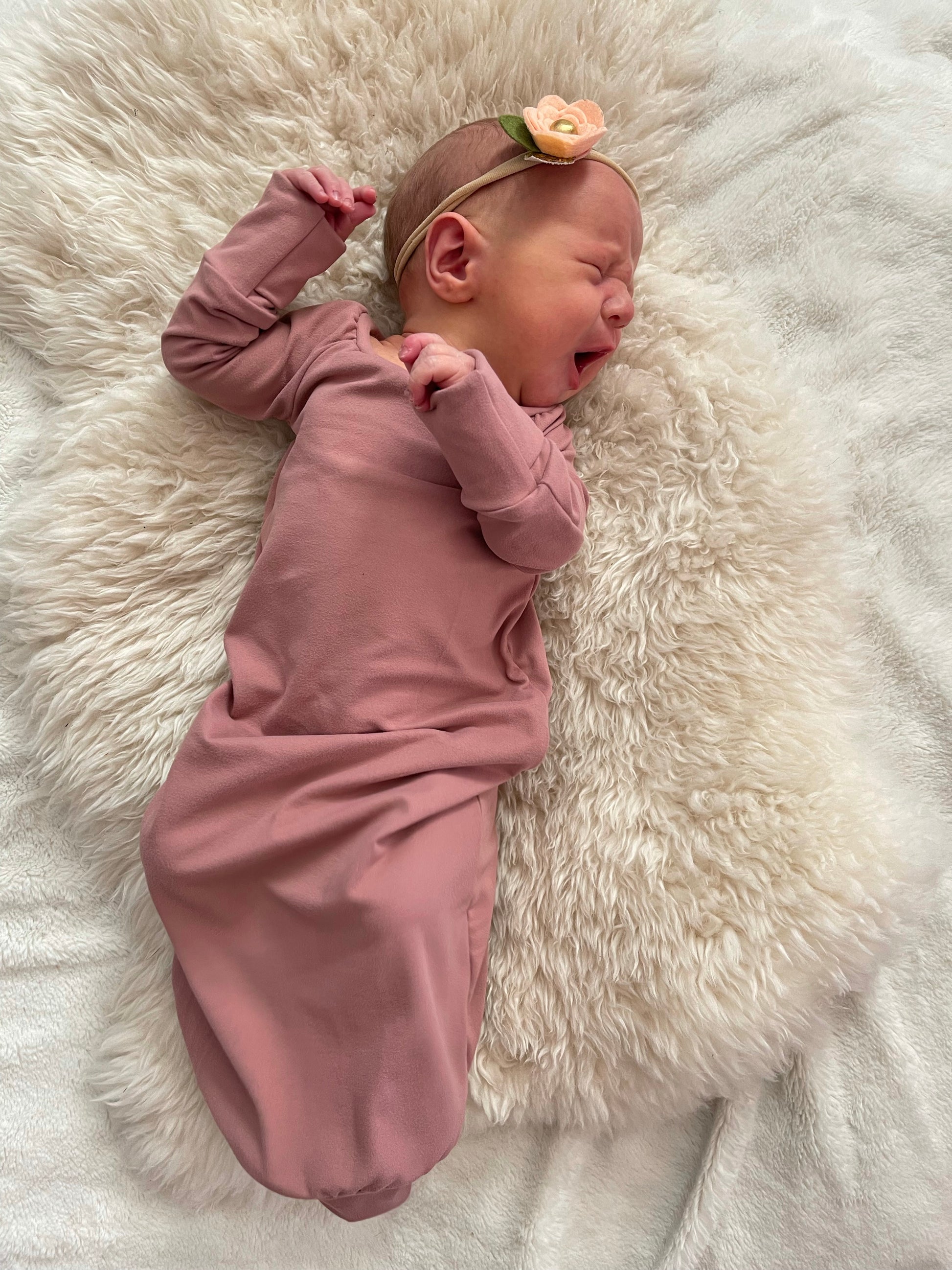 Mauve Sleeper Newborn Gown - Zipease
